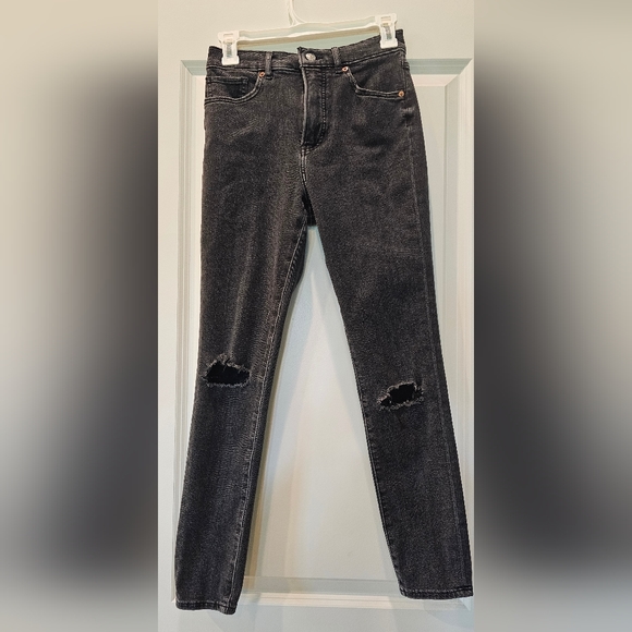 Express Mid-Rise Skinny Jean Knee Cutout - Picture 1 of 3